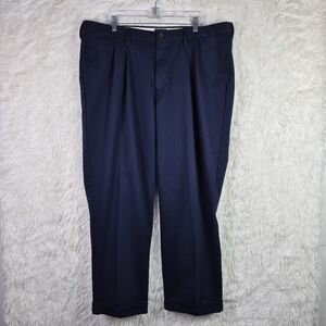 Lands End Mens Navy Blue Traditional Fit Pleated Pants Office Dadcore 42x30